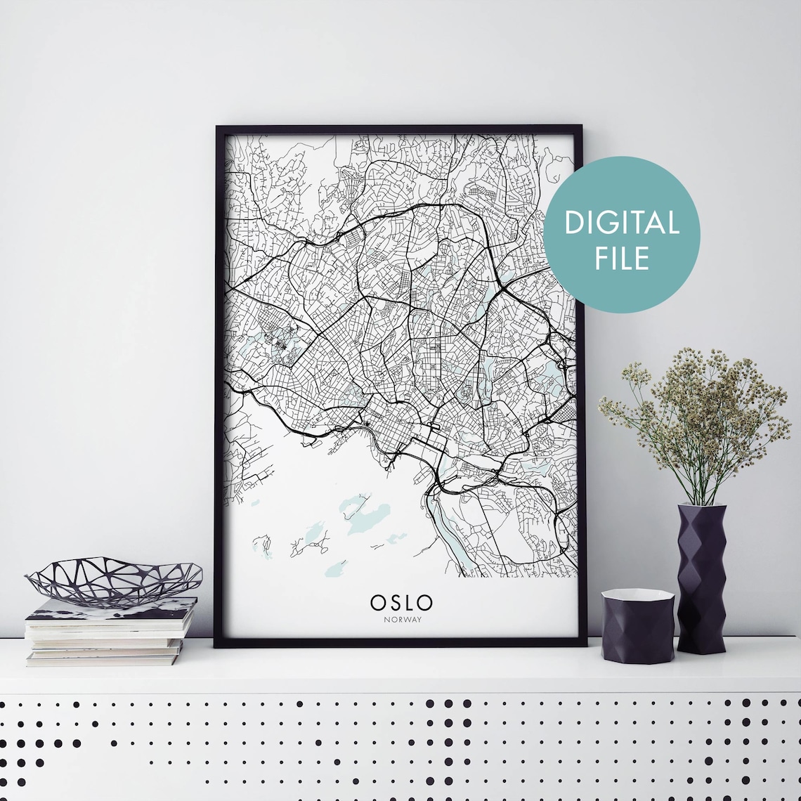 Oslo Norway Minimalist Street Map Line Art City Travel Poster