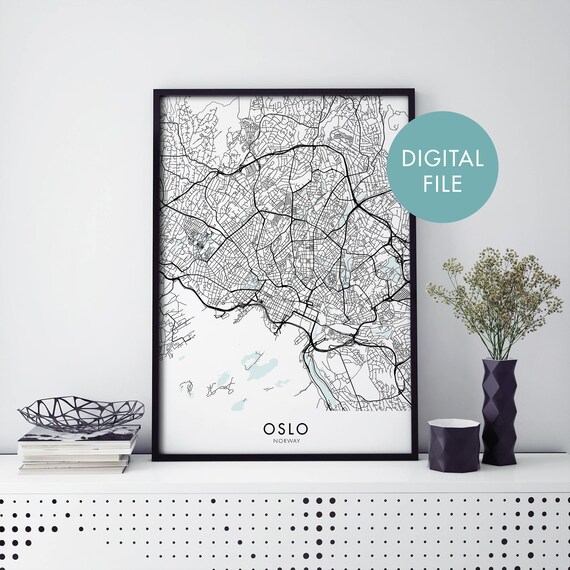 Oslo Norway Minimalist Street Map Line Art City Travel Poster