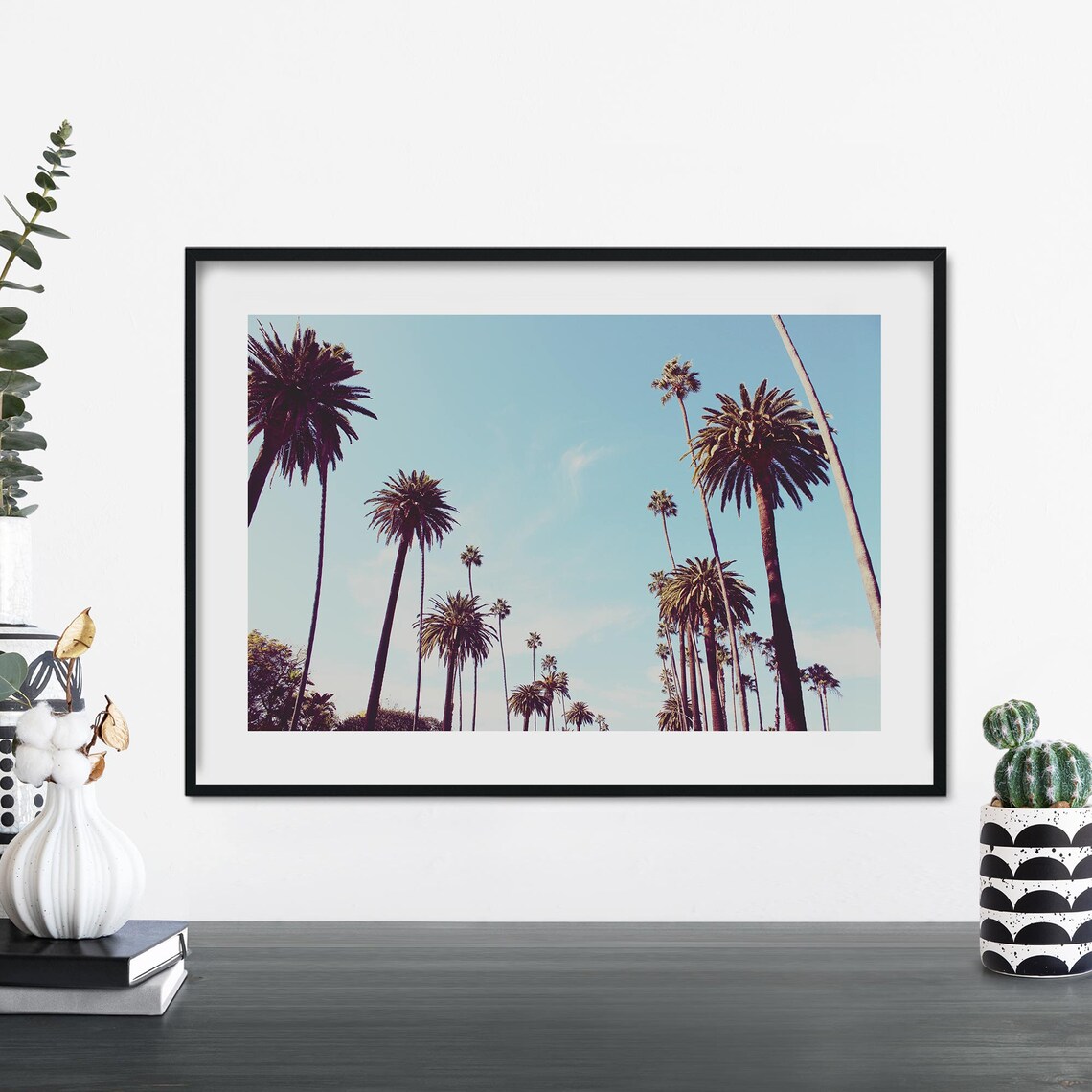 Beverly Hills Palm Trees Blue Sky California Travel Photo Poster