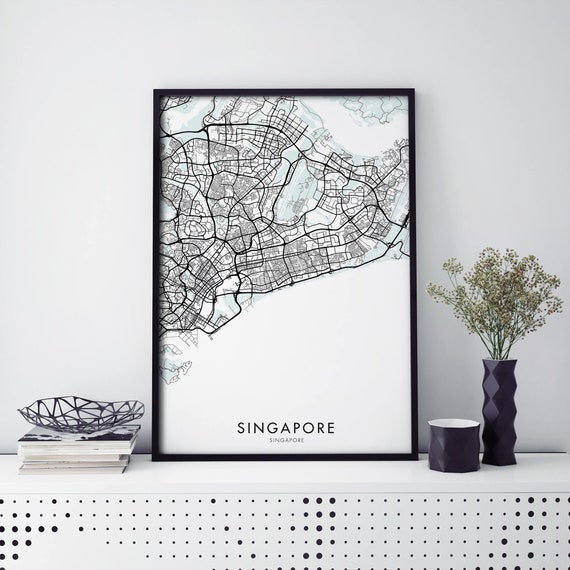Singapore Art City Map Print, Travel Poster