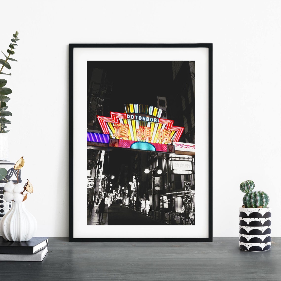 Dotonbori Osaka Neon Sign Night Selective Color Japan Travel Poster