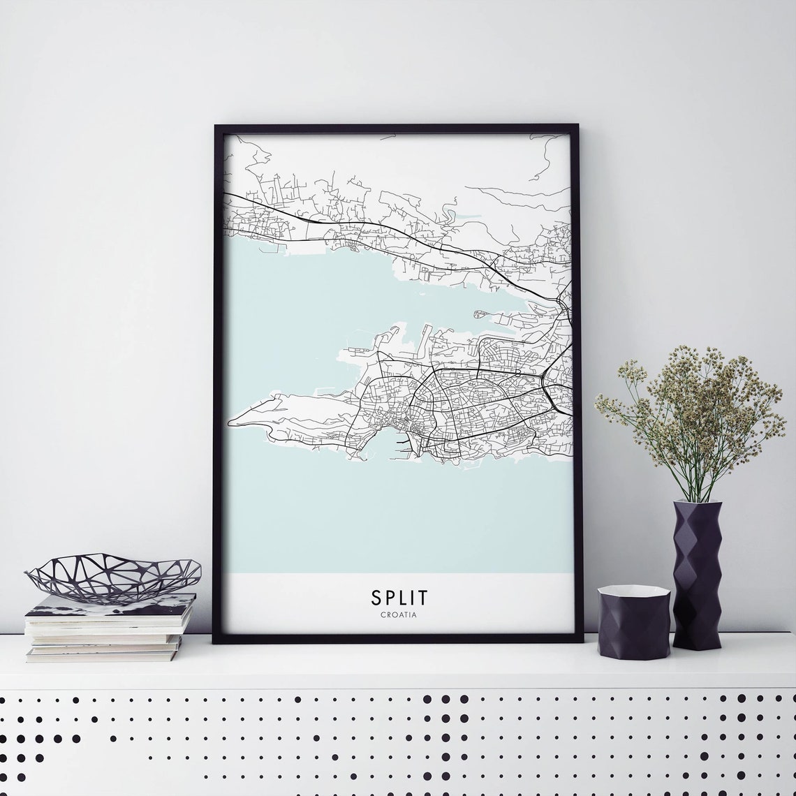 Split Croatia Dalmatian Adriatic Coast City Street Map Poster