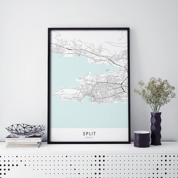 Split Croatia Dalmatian Adriatic Coast City Street Map Poster