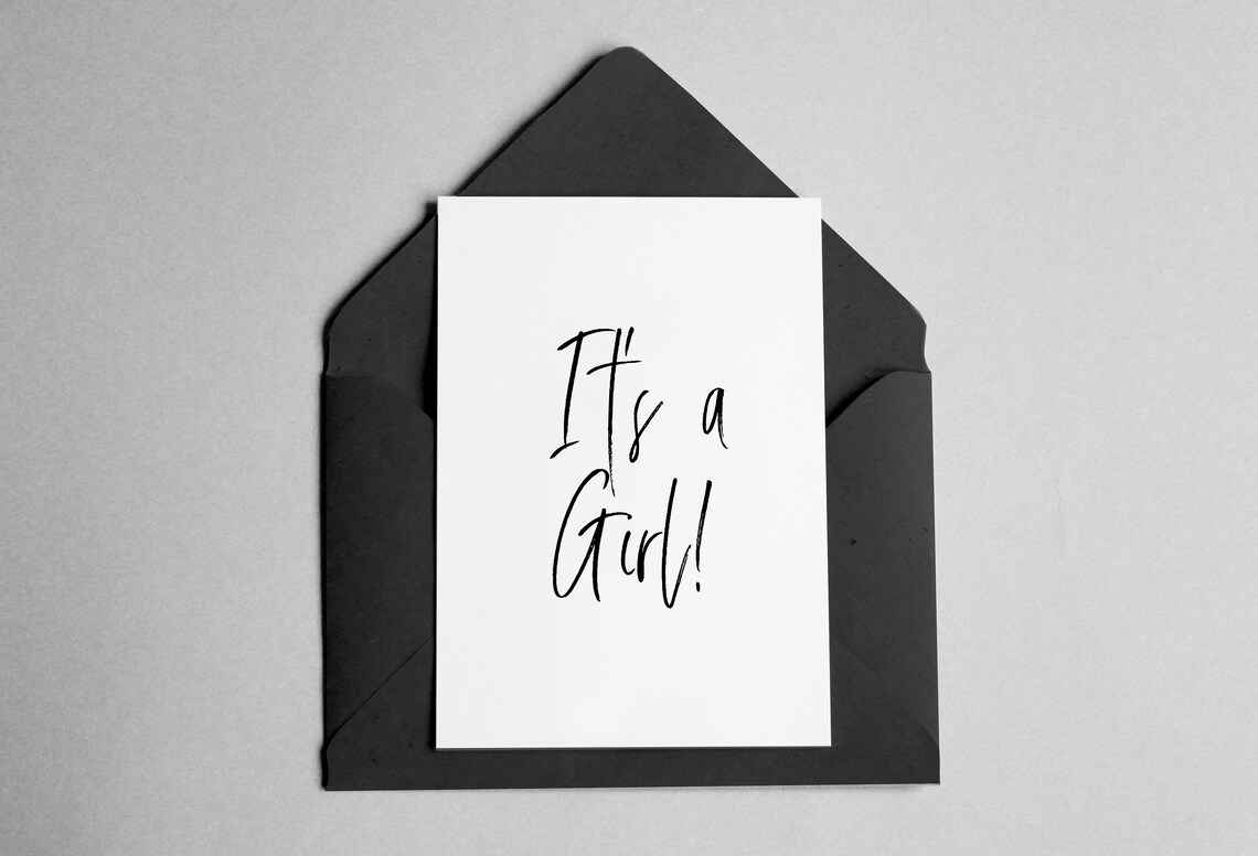 New Baby Girl Card Brush Font Its A