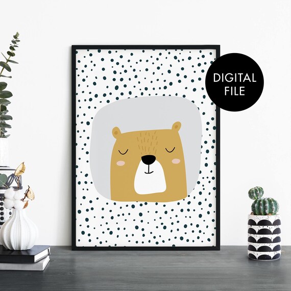 Bear Poster Print for Nursery Bedroom