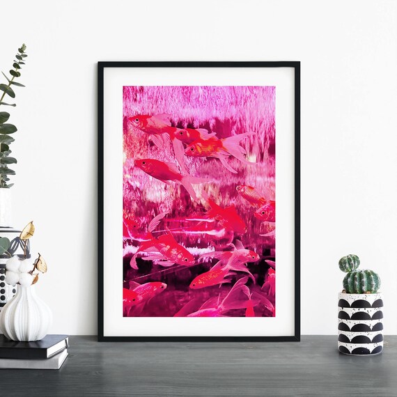 Pink Fish Print Wall Art A4 A3 A2 A1