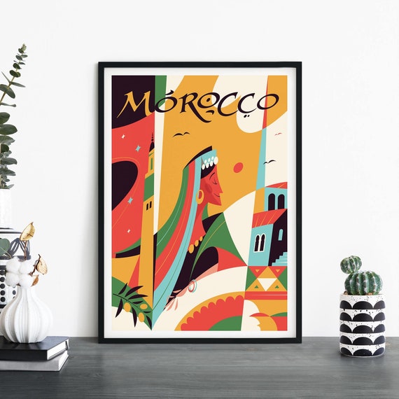 Morocco Illustrative Travel Print Wall Art 4x6 5x7 A4 A3 A2 A1