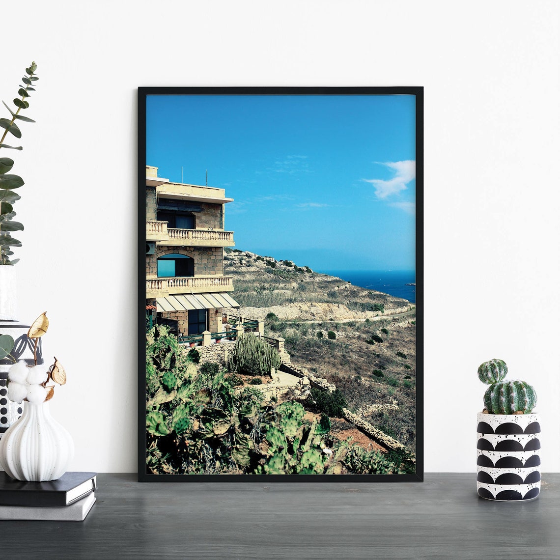 Gozo Malta Hillside Coastal Landscape Photography Travel Poster