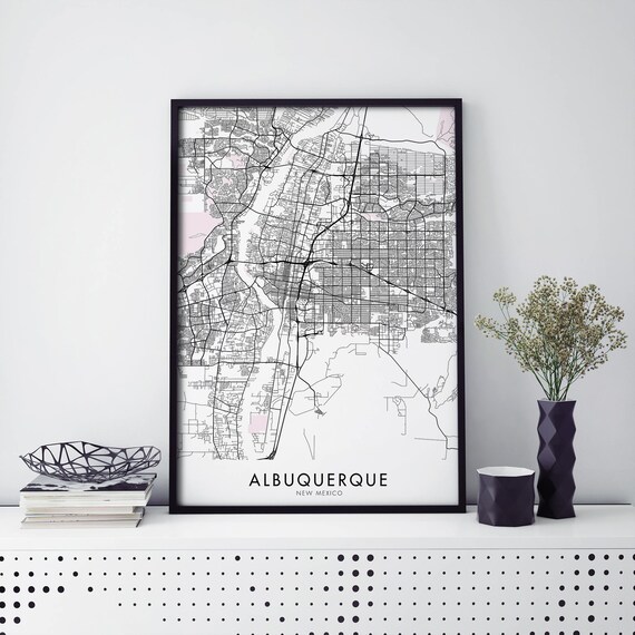 Albuquerque New Mexico City Map Minimalist Black Frame Travel Poster
