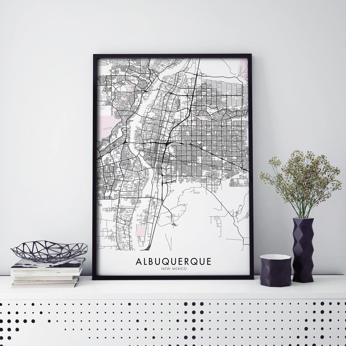 Albuquerque New Mexico City Map Minimalist Black Frame Travel Poster