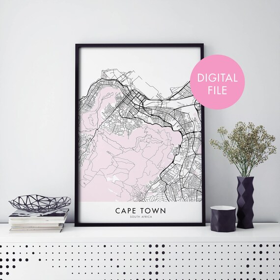 Cape Town South Africa Minimalist City Map Modern Art Poster