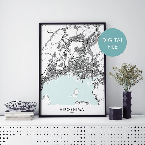 Hiroshima Japan City Map Art Print, Travel Map