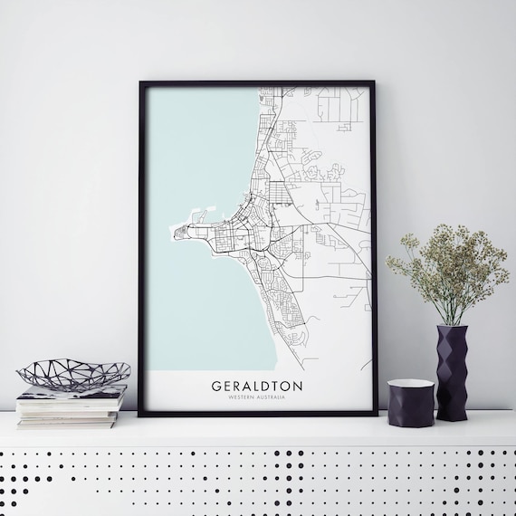Geraldton Western Australia Coastal City Map Modern Art Poster