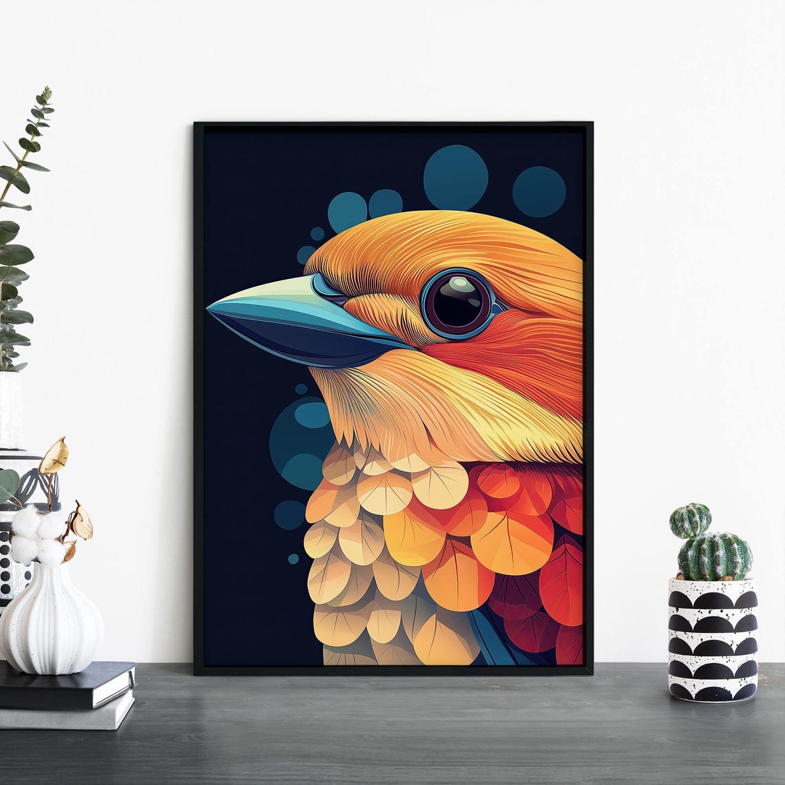Kookaburra Close-Up Profile With Orange Plumage Bird Art Print