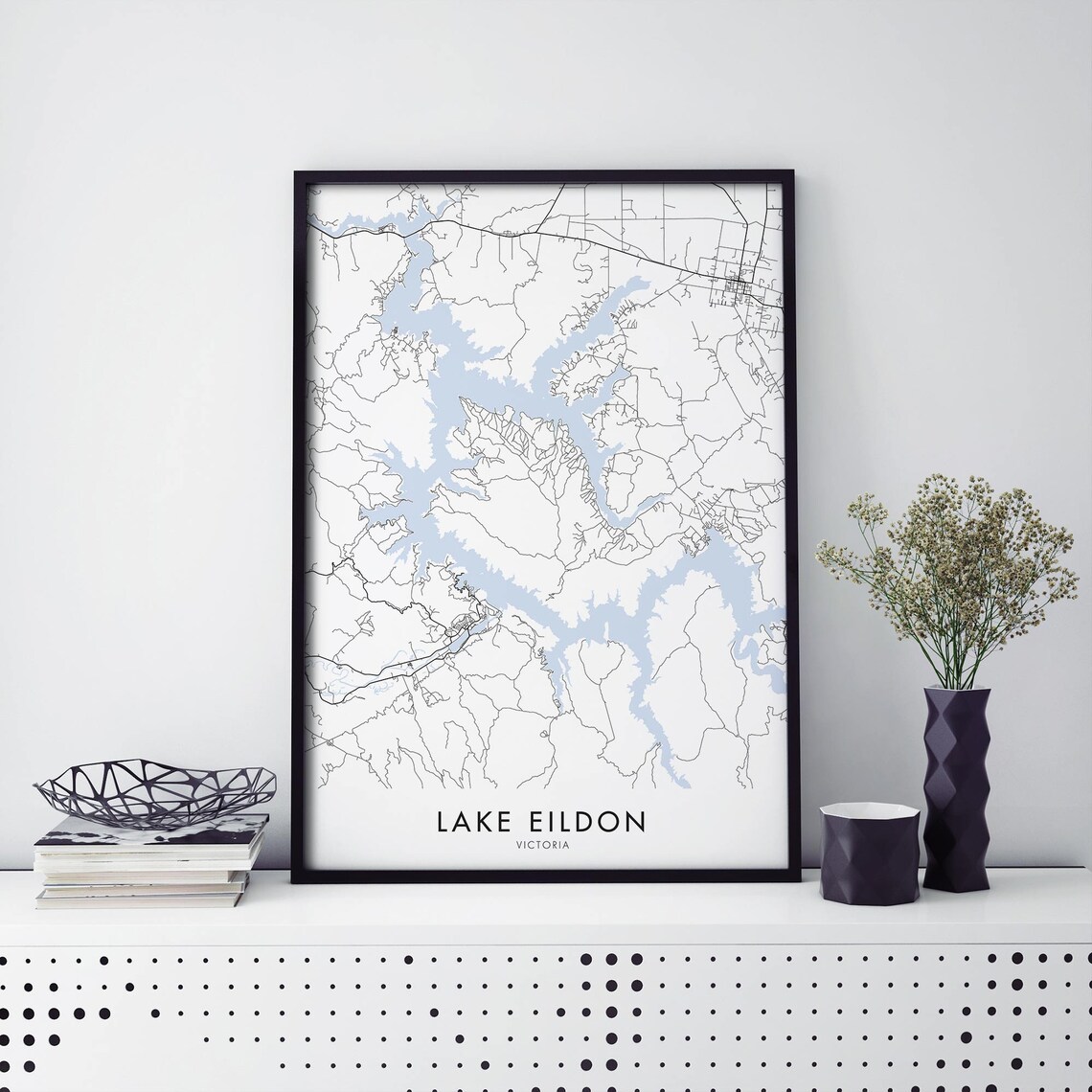 Lake Eildon Victoria Australia Map Art Print