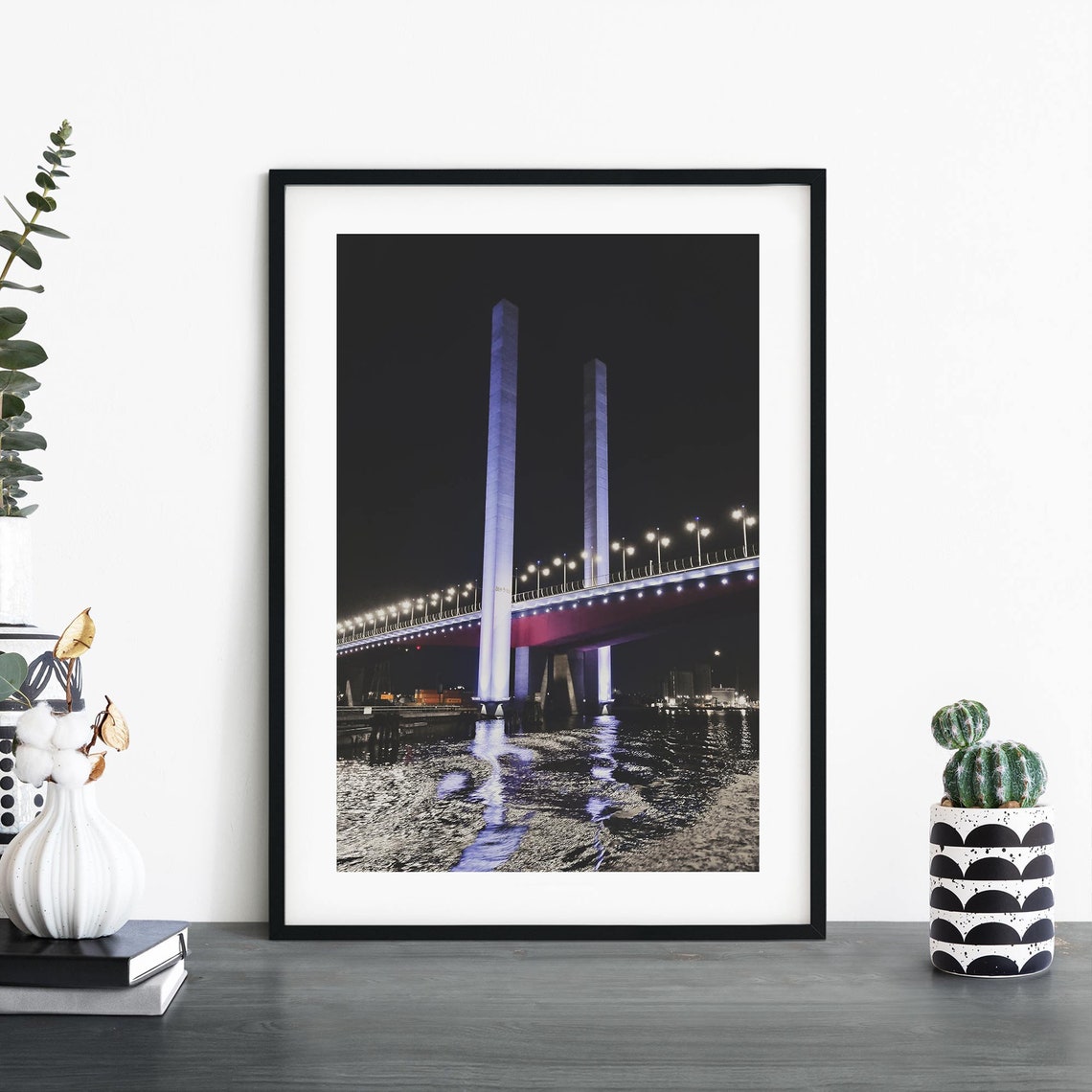 Bolte Bridge Melbourne Night Lights City Architecture Art Print