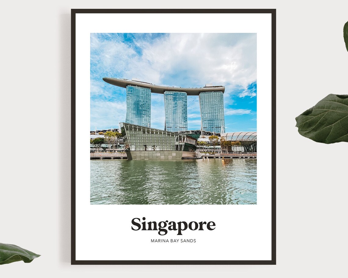 Singapore Marina Bay Sands Daytime Skyline Waterfront Photo Poster