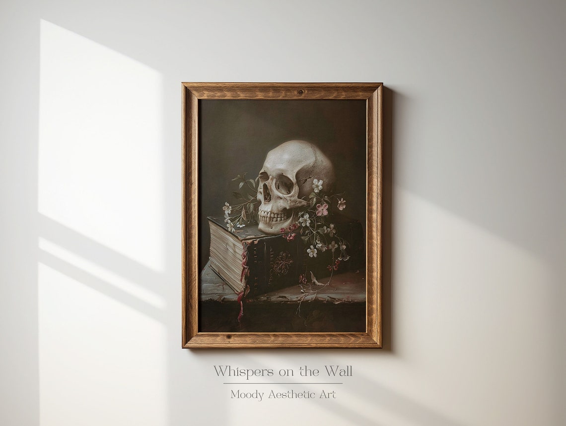 The Final Chapter Gothic Art Skull Still Life Art Print Moody Book Stack Art Dark Academia Decor Dark Bookish Wall Art - Image 3