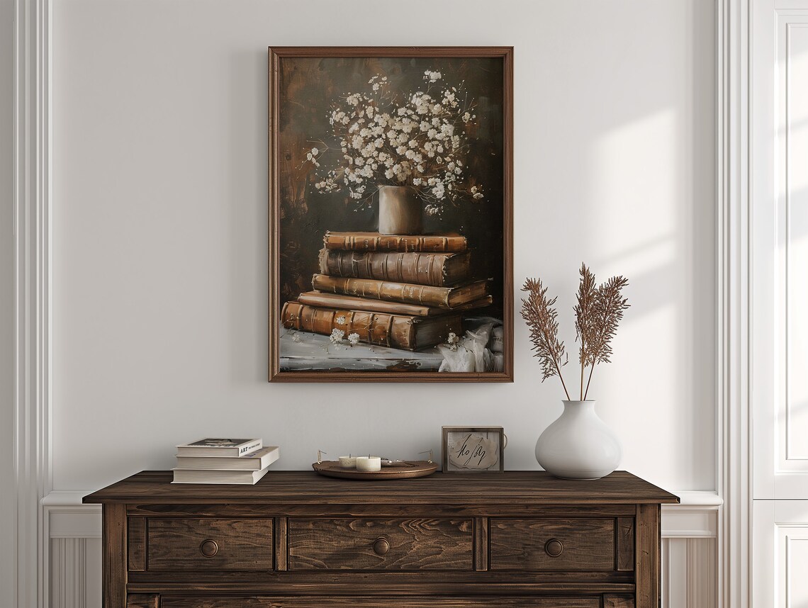 Antique Leather Bound Book Stack Art Print - Image 6