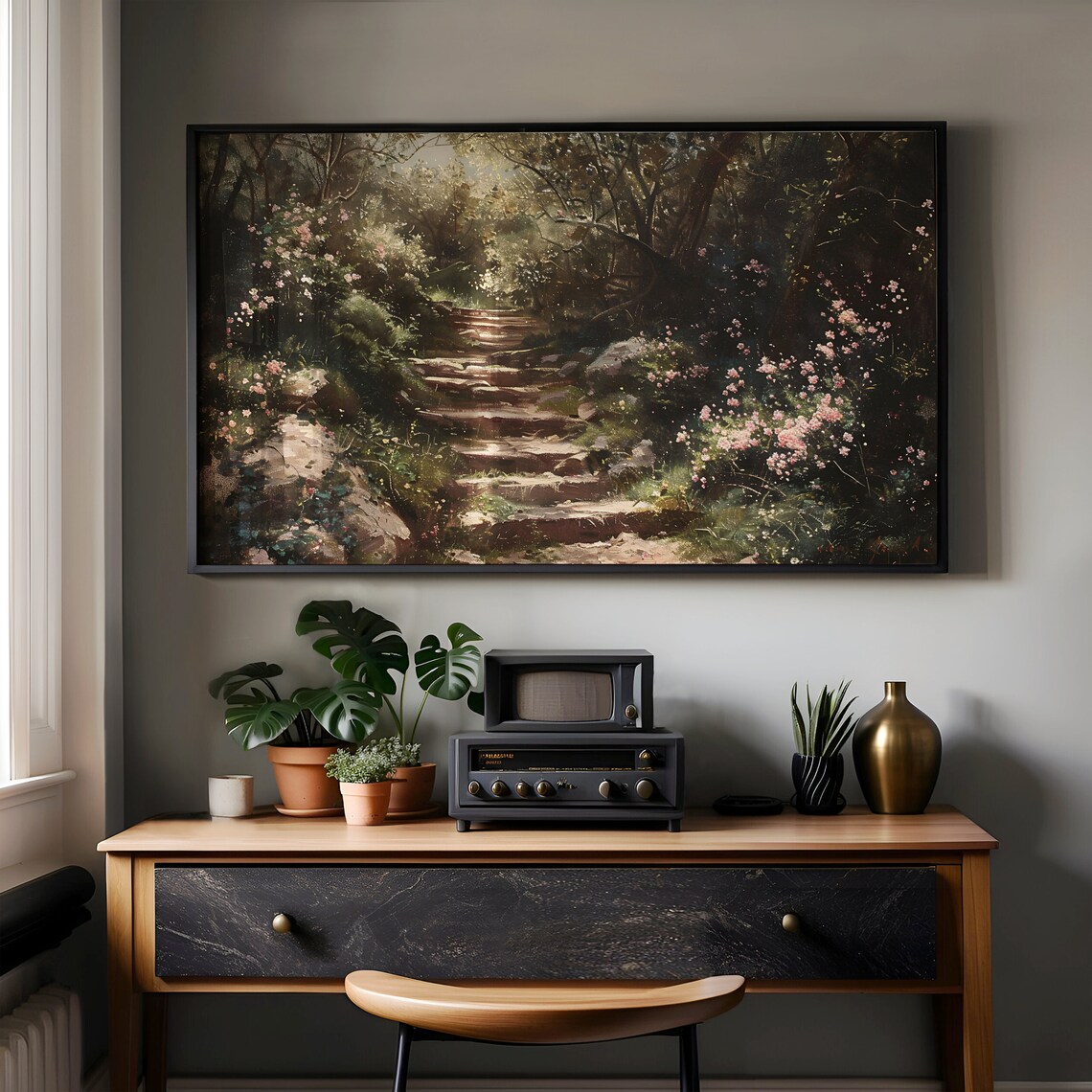 Spring Cottagecore Floral Staircase, Vintage Art Print - Image 6