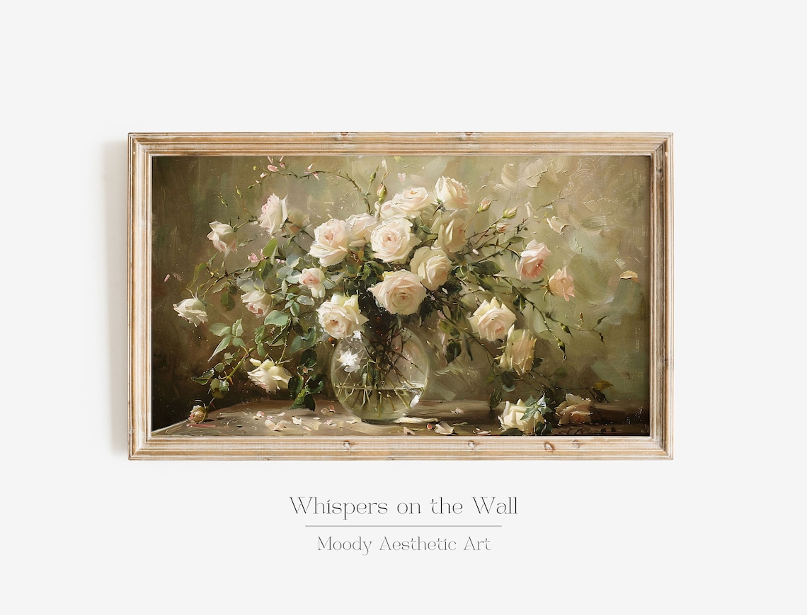 Moody Roses Spring Decor, Floral Art Print