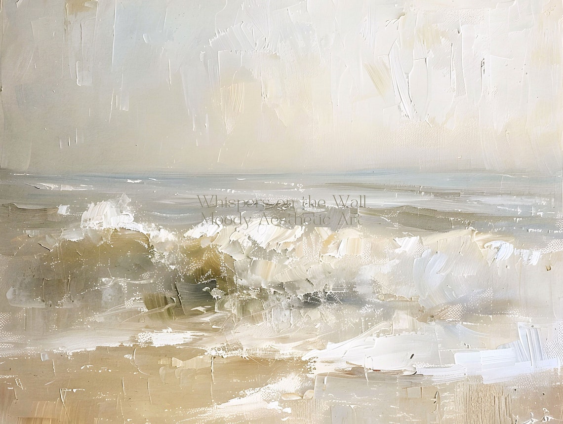 Moody Ocean Waves Beach Seascape Vintage Coastal Painting Poster - Image 5