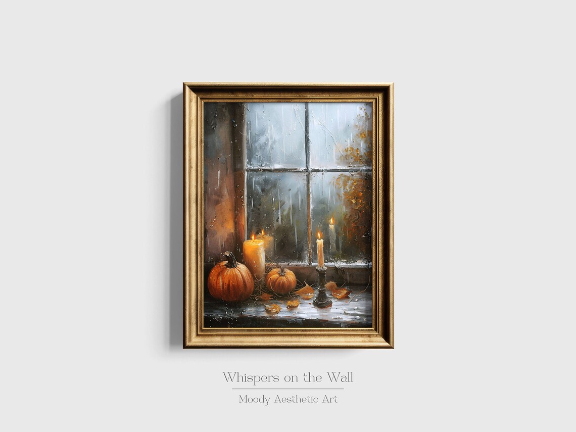 Pumpkin Wall Art, Neutral Autumn Oil Painting Print - Image 2