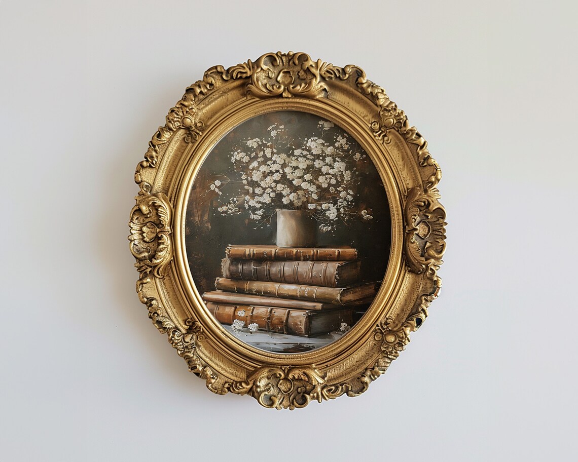 Antique Leather Bound Book Stack Art Print - Image 3