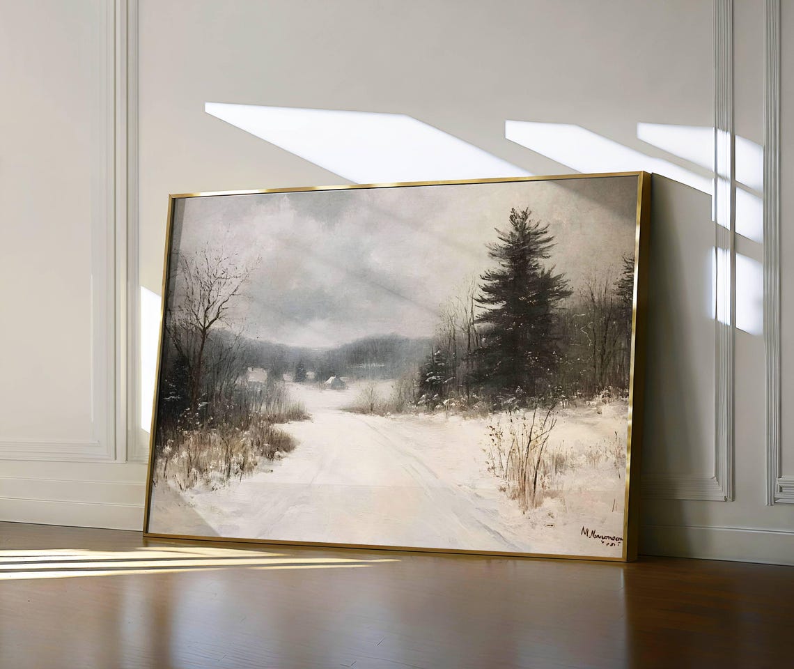 Snowy Winter Path Through Bare Trees Vintage Landscape Poster - Image 3