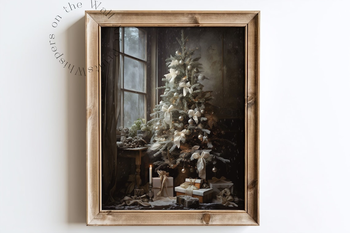 Vintage Christmas Tree Art Print, Moody Cottagecore - Image 6