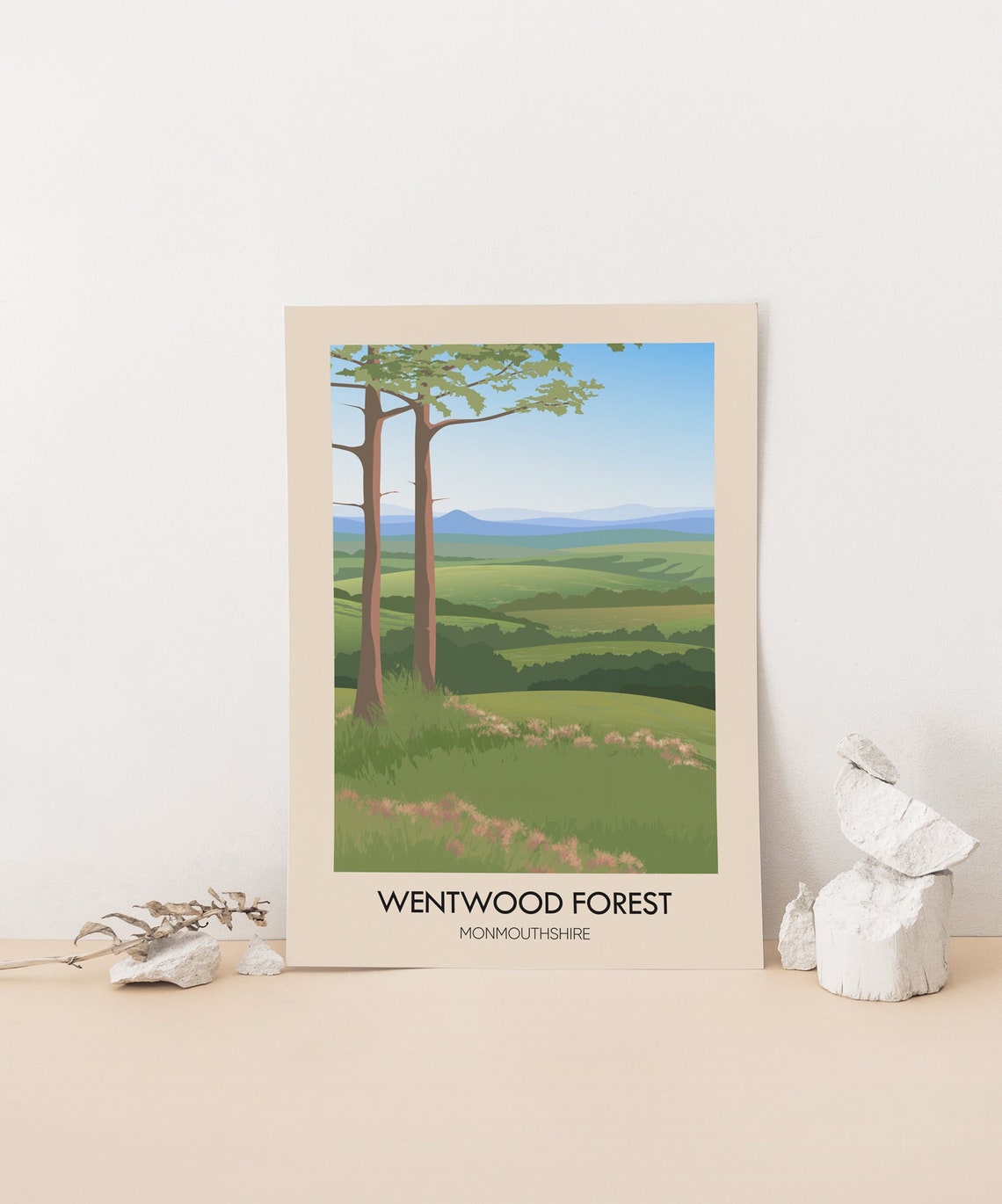 Wentwood Forest Monmouthshire Travel Poster South Wales Travel Print Newport Llanfair Discoed Framed Wall Art Welsh Gray Hill Hiking - Image 4