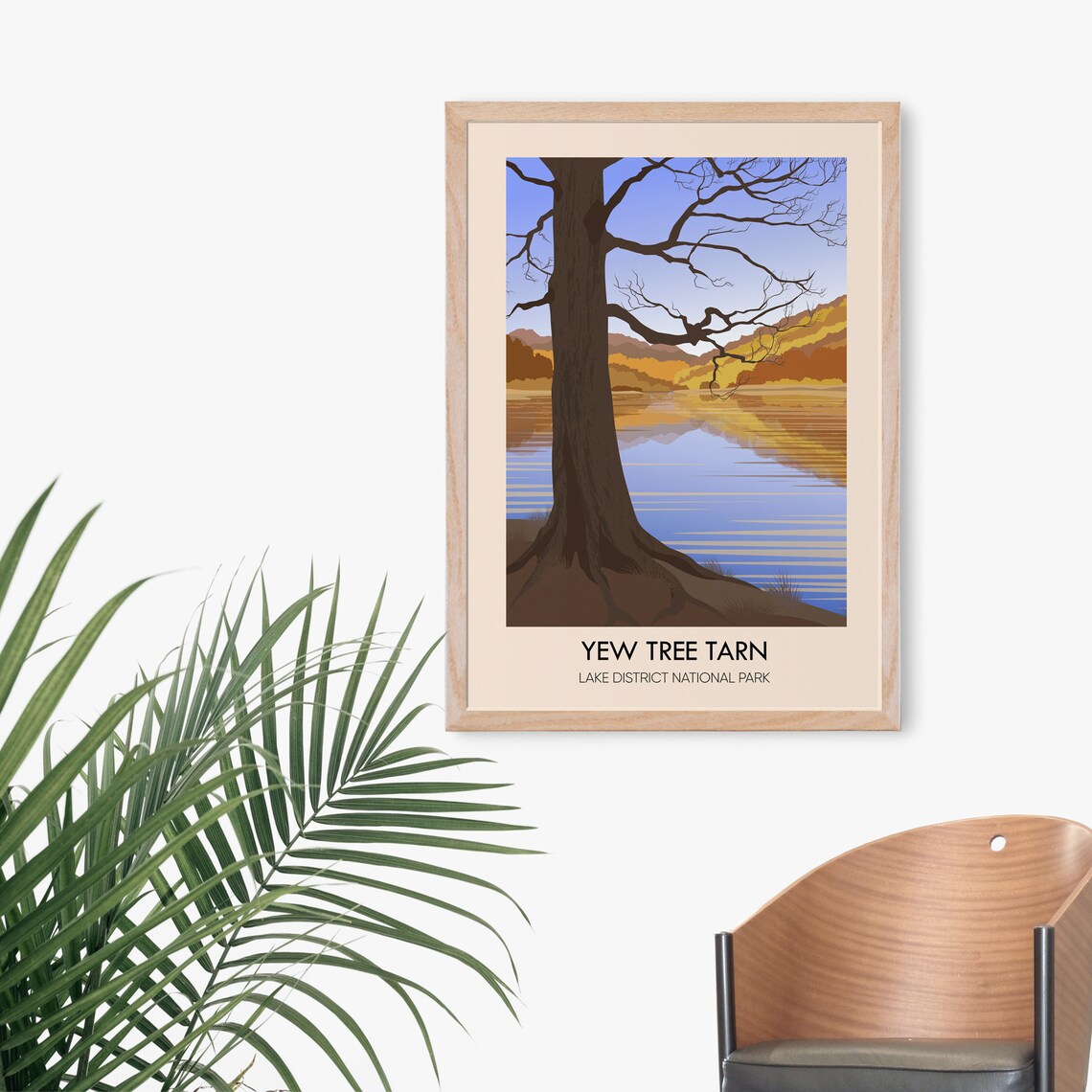 Yew Tree Tarn Lake District National Park Autumn Tree Reflection Travel Poster - Image 3