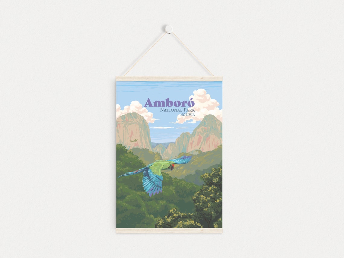 Amboro National Park Bolivia Macaw Jungle Canyon Flight Poster - Image 4