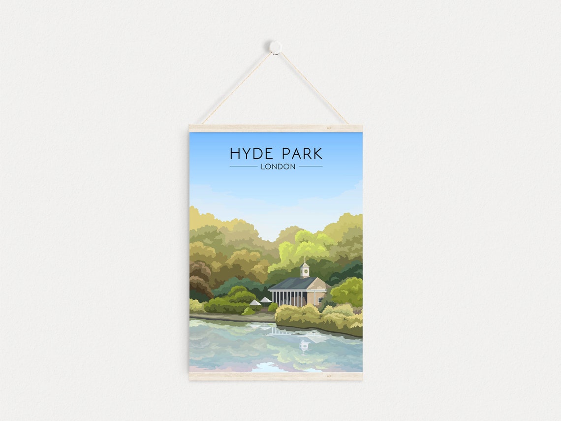 Hyde Park Serpentine Boathouse Vintage London Royal Park Poster - Image 4