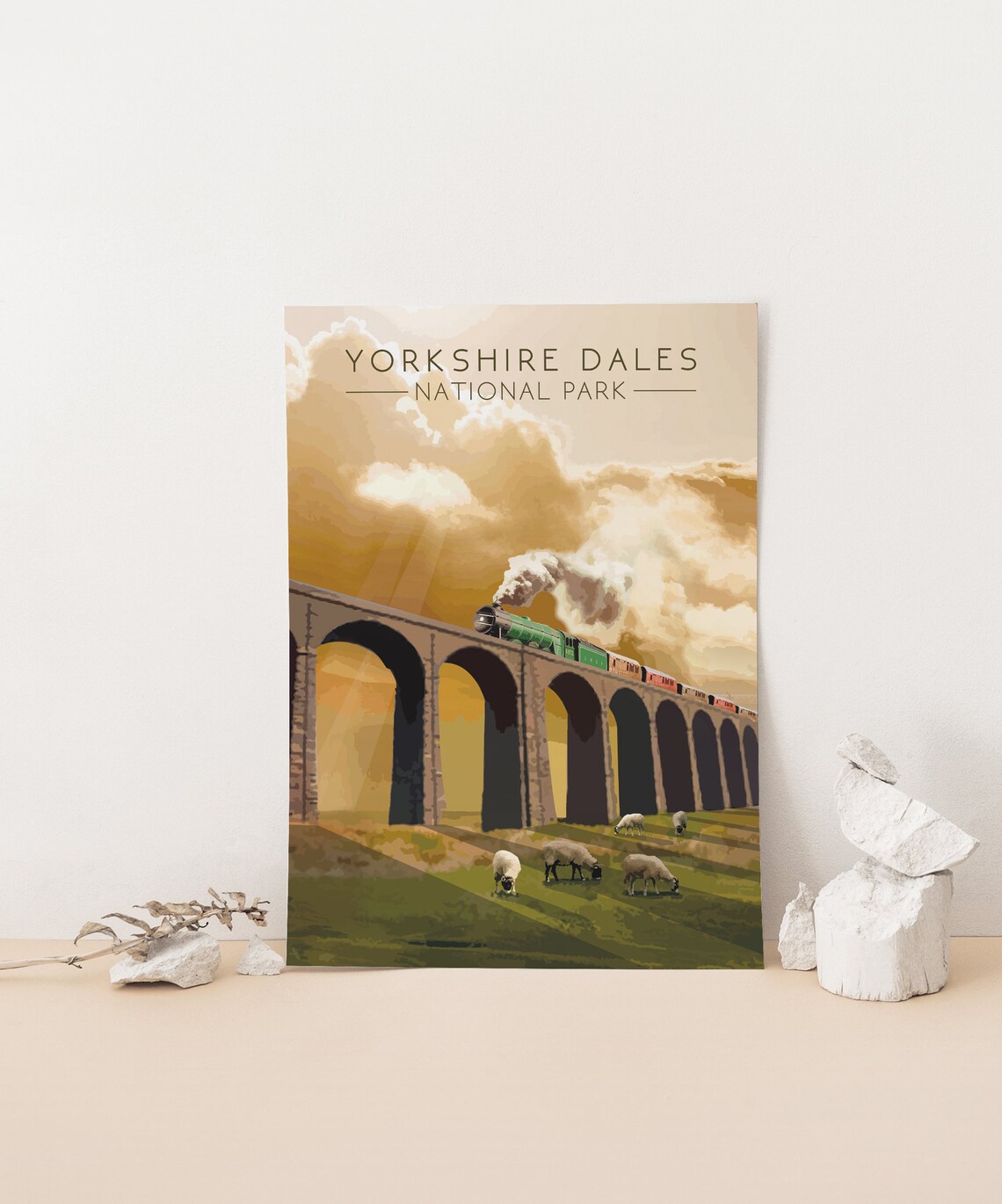 Yorkshire Dales Travel Poster, Vintage Steam Train - Image 4
