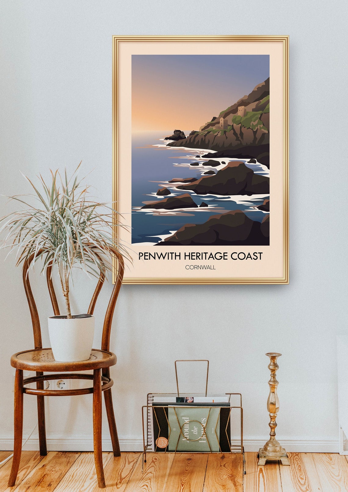 Penwith Heritage Coast Cornwall Rocky Shore Sunset Scene Poster - Image 2