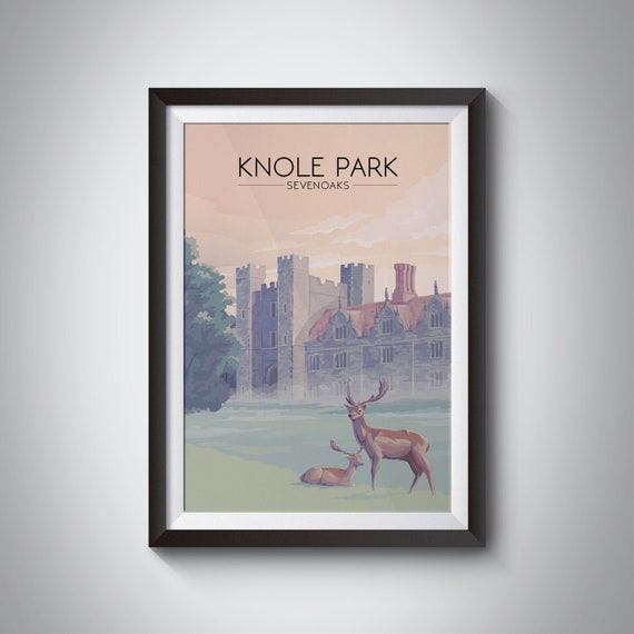Knole Park Travel Poster, Sevenoaks Kent Downs