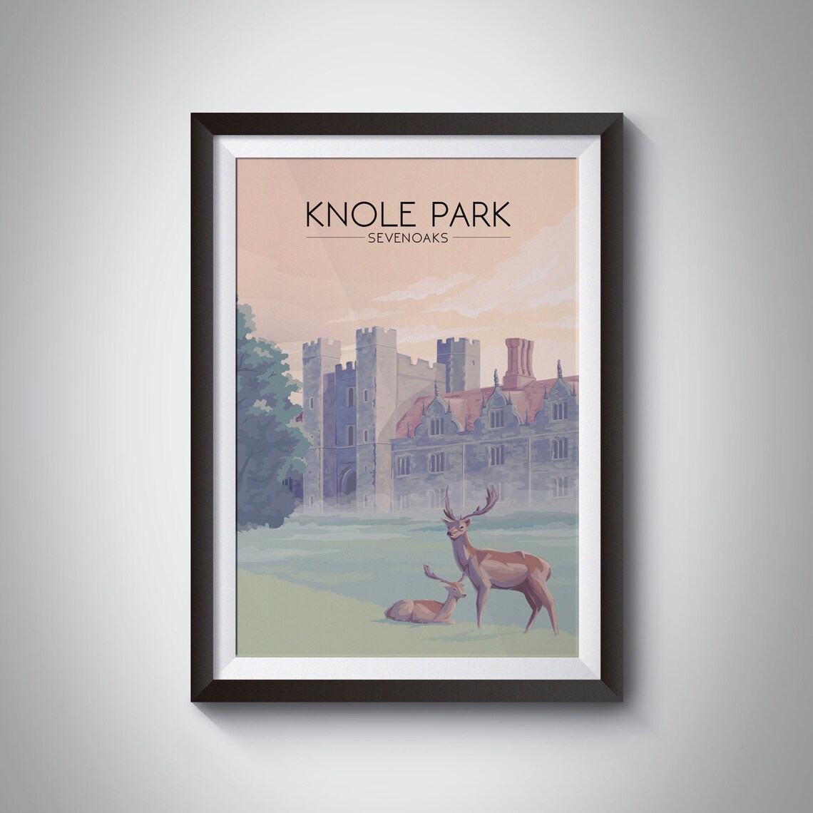 Knole Park Travel Poster, Sevenoaks Kent Downs