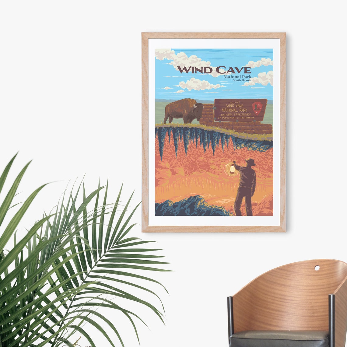 Wind Cave National Park Bison Prairie Cave Explorer Travel Poster - Image 3