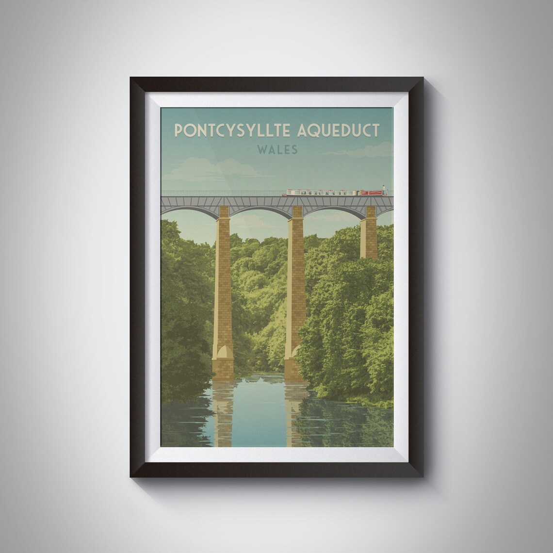 Pontcysyllte Aqueduct Vintage Travel Poster, Wales