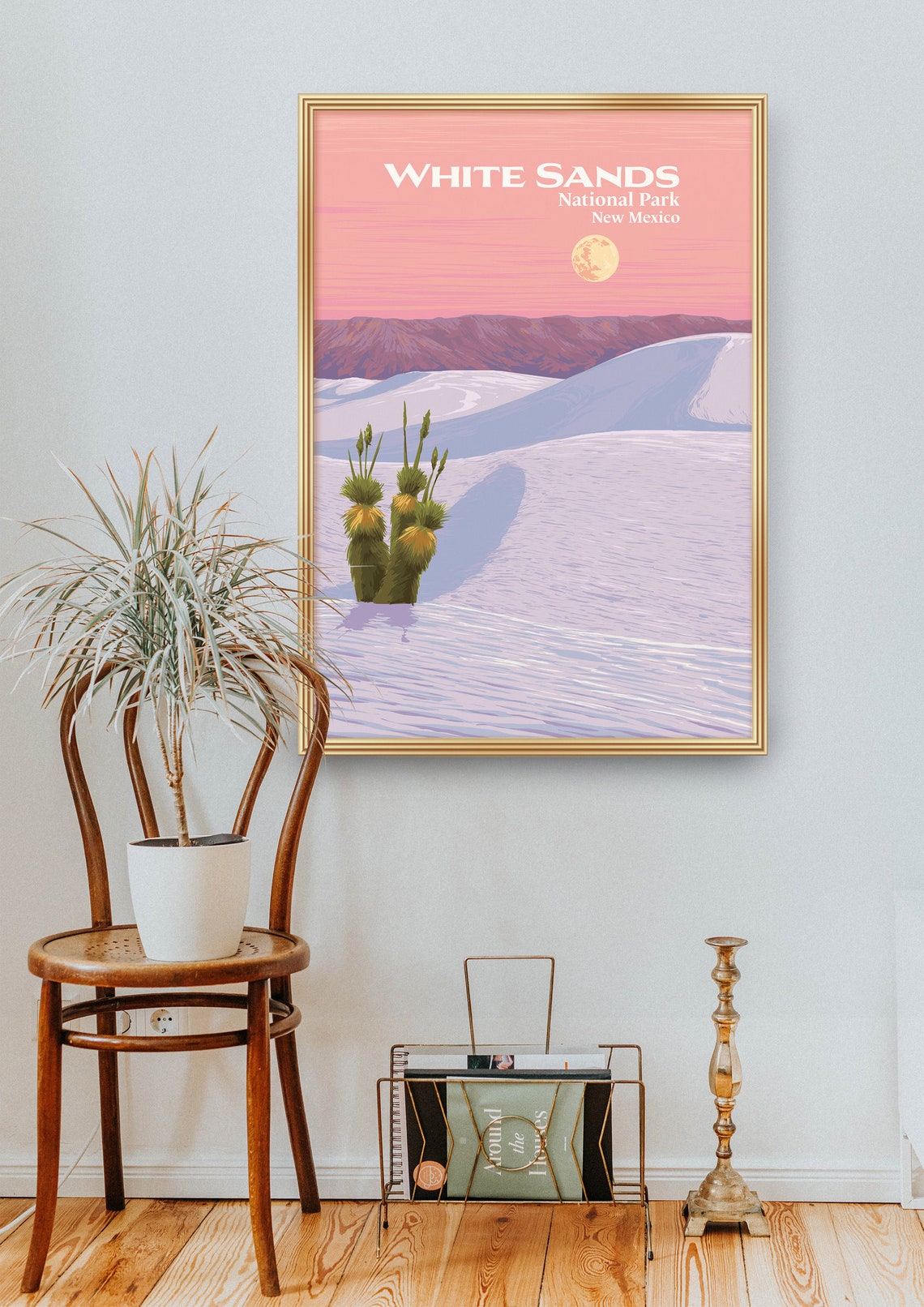 White Sands New Mexico Moonlit Gypsum Dunes Vintage Travel Poster - Image 2
