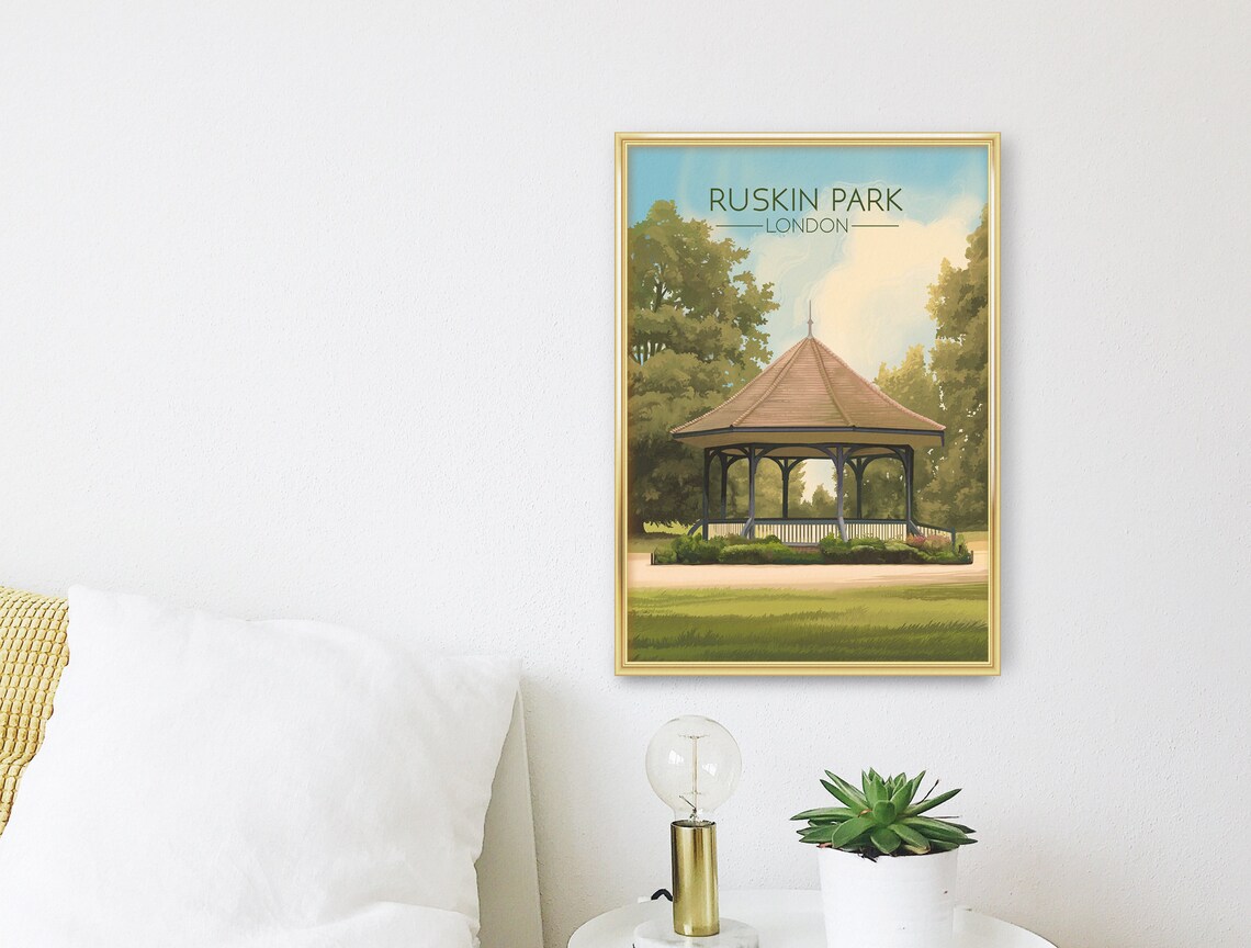 Ruskin Park London Travel Poster, Bandstand Art Print - Image 3