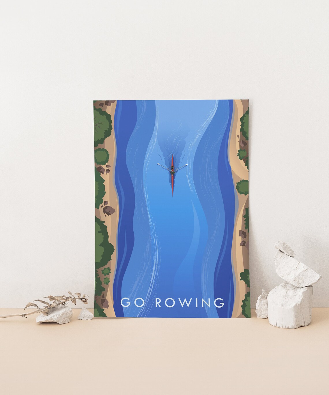 Go Rowing Vintage Travel Poster, Oxford Cambridge Crew - Image 4