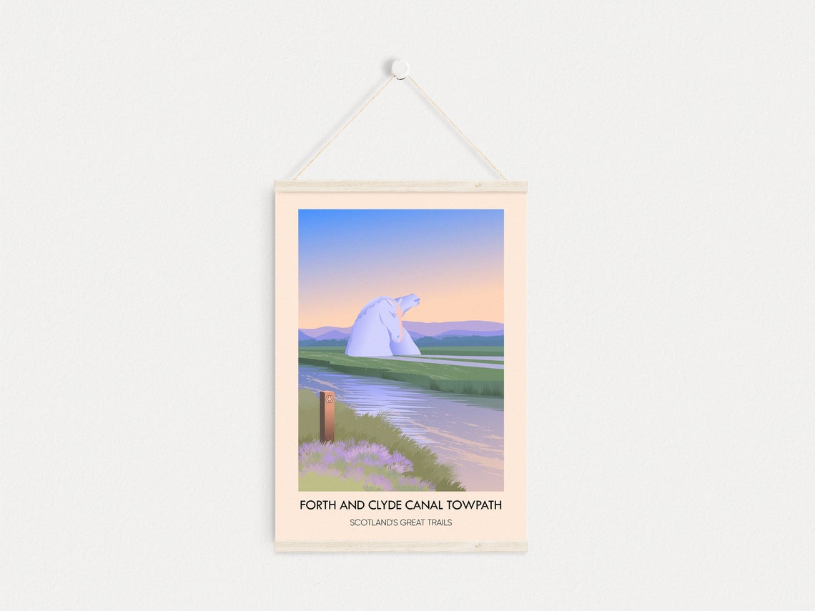 Forth and Clyde Canal Kelpies Sunset Towpath Trail Travel Poster - Image 4