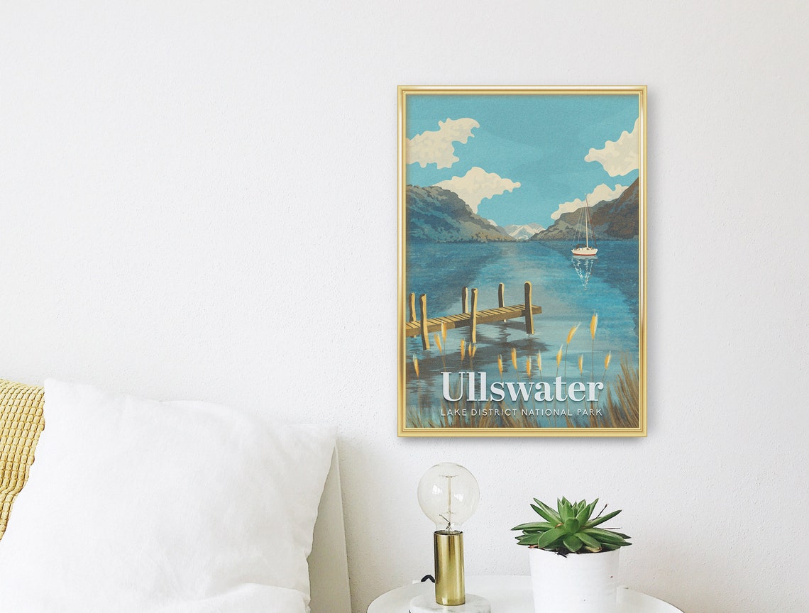 Ullswater Lake District National Park Jetty Sailboat View Poster - Image 3