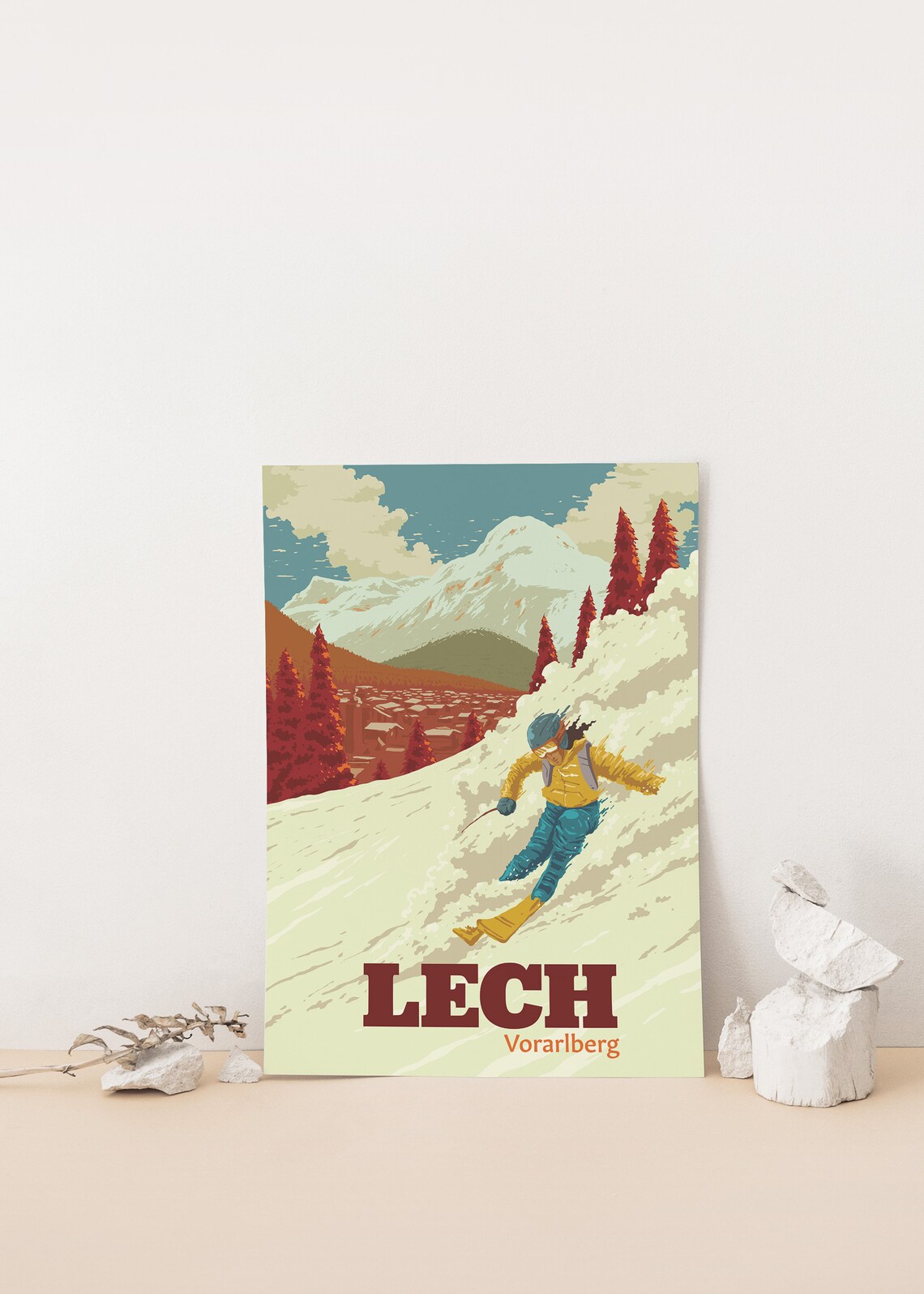 Lech Ski Resort Vintage Retro Travel Poster - Image 3
