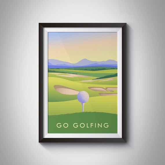 Go Golfing Poster Golf Course Sport Golf Club Vintage Travel Print Outdoor Hobby Framed Print Artwork Gift For Golfer Personalised