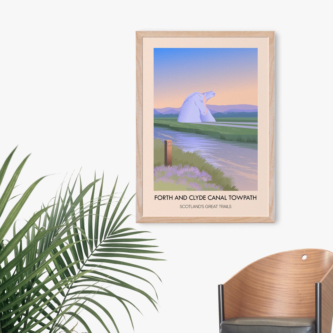 Forth and Clyde Canal Kelpies Sunset Towpath Trail Travel Poster - Image 3