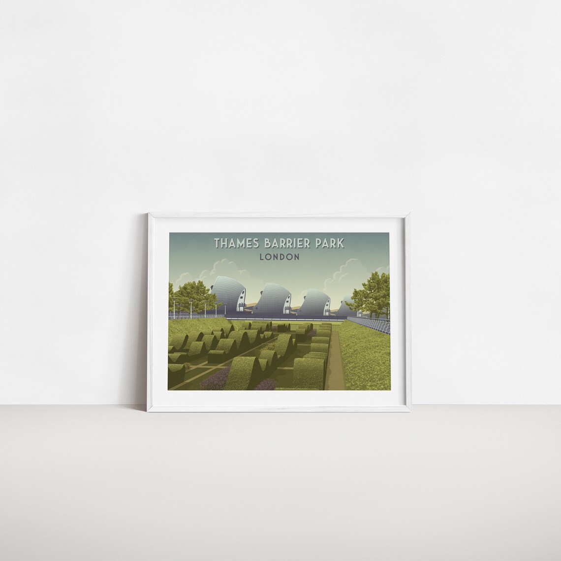 Thames Barrier Park Vintage Travel Poster, London - Image 2