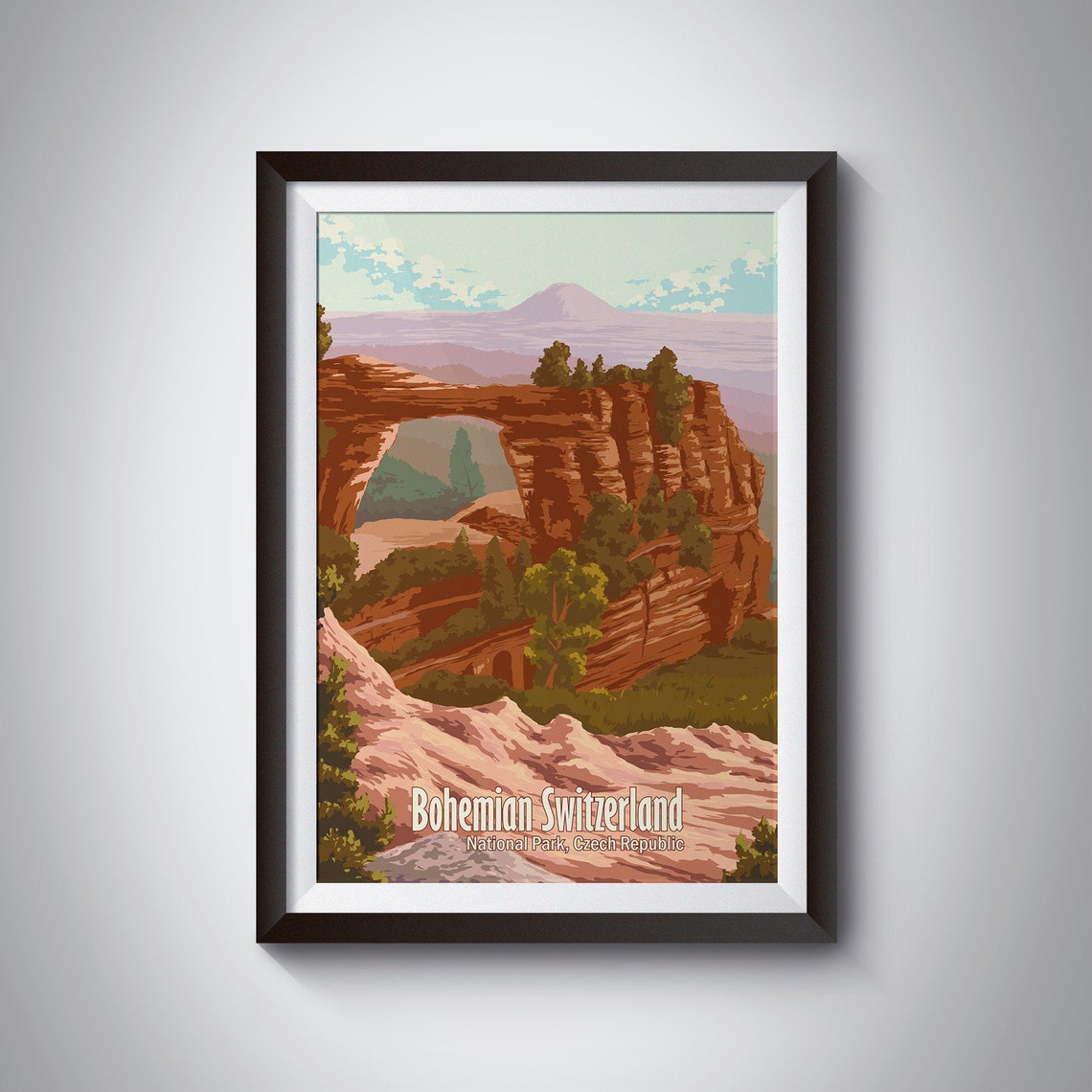 Bohemian Switzerland Czech Republic Sandstone Arch Travel Poster